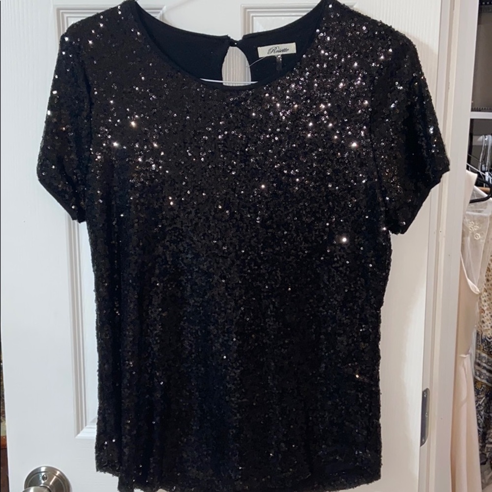 Black Sequin Boutique Top